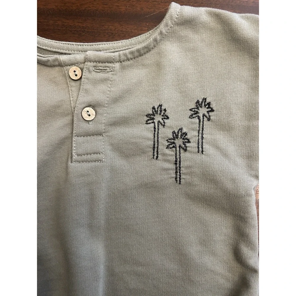 0-3m Rylee And Cru Green Palm Tree Shirt Long Sleeve Baby 0-3 Months